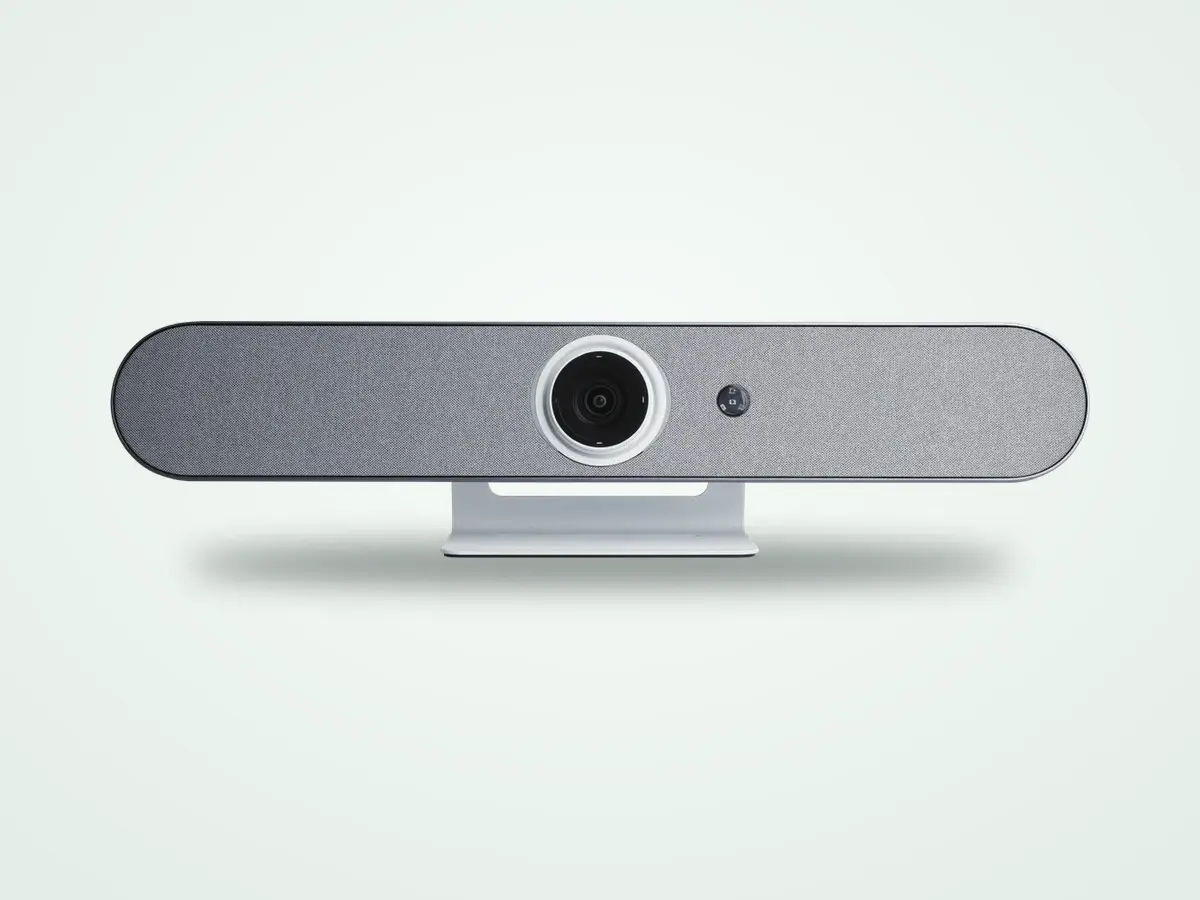 Guardian Vision, an all in one room terminal, shown from the front