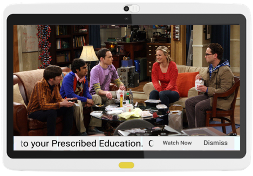 HCI Push Education message on BedMate Tablet TV