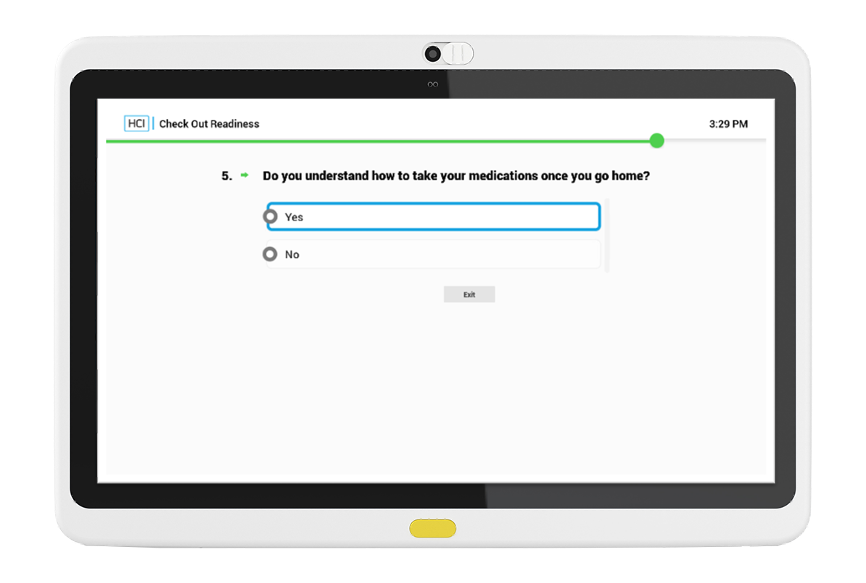 HCI medications survey on BedMate hospital TV.